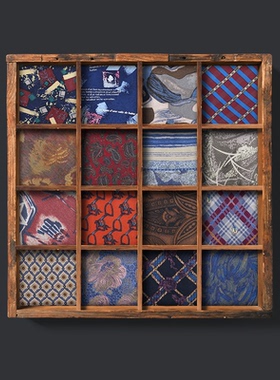 【X39】手打正装商务男领带休闲英伦复古格纹高端红色桑蚕丝结婚