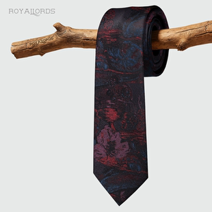 葡园雅酌 商务男领带休闲复古英伦酒杯葡萄暗红色蚕真丝 手打正装