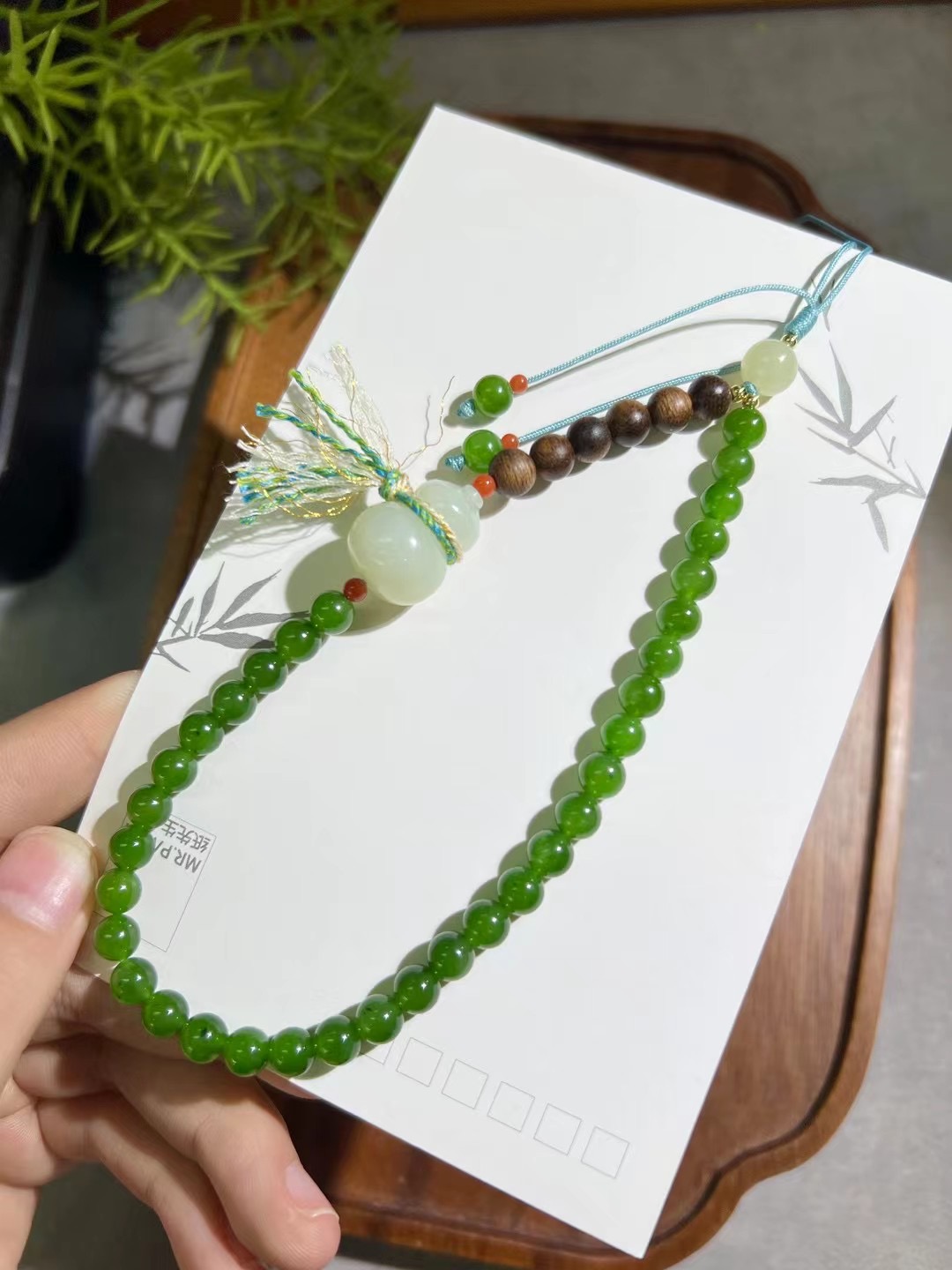 正品天然和田玉碧玉手机链手链多圈男女款