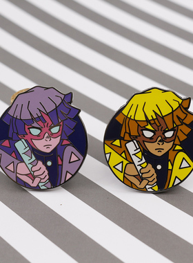 日本动漫别针鬼灭之刃我妻善逸DemonSlayer周边收藏圆形金属徽章