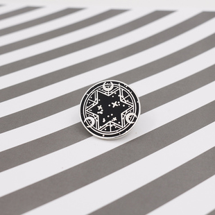 潮酷个性欧美ins潮六芒星月亮法阵洞百搭包包书包金属迷你别针