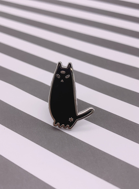 动物徽章可爱萌宠黑色站立猫咪金属别针饰品迷你书包INS风胸章