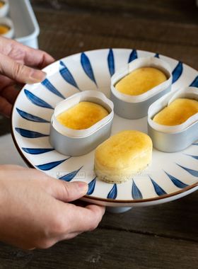 10个装半熟芝士蛋糕模 铝合金轻乳酪凤梨酥椭圆模具 配套油纸围边