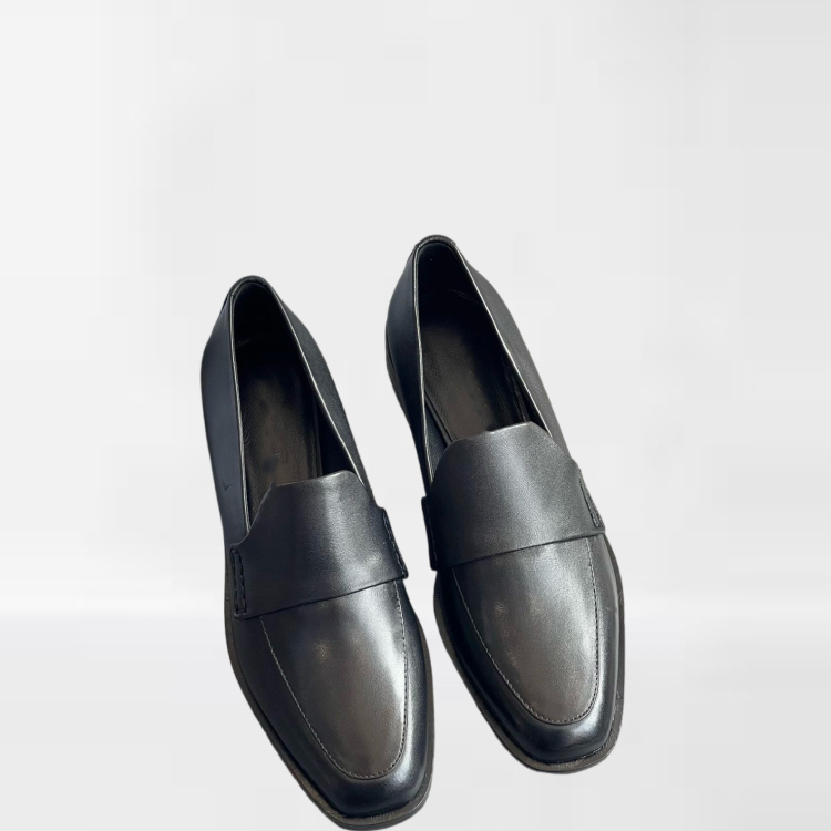 经典百搭 现代方头超简约干练 牛皮 一脚蹬女欧美单鞋乐福鞋5877