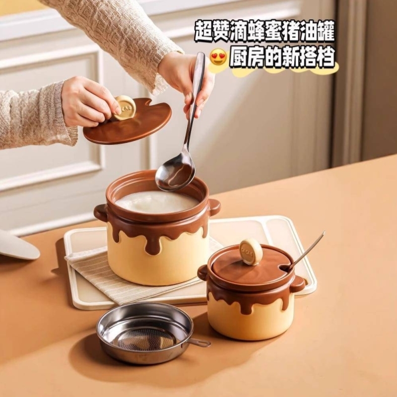 耐高温猪油罐2025新款辣椒油罐子蜂蜜猪油盆大容量荤油罐厨房家用