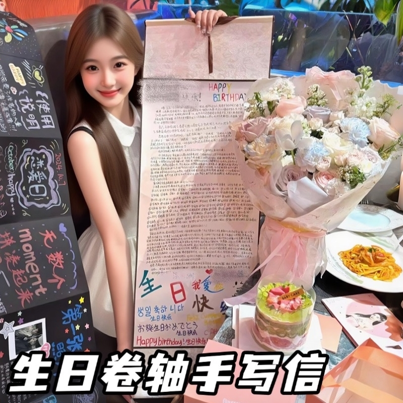 卷轴手写信生日礼物女生送男生男情书情侣手工diy有纪念意义