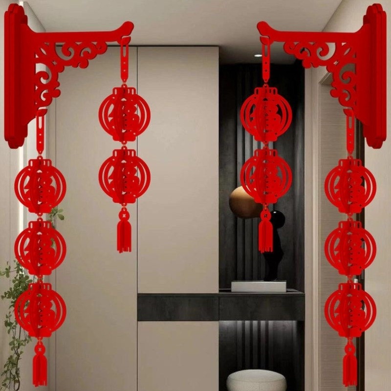 2026新年装饰立体福字灯笼串串挂件春节五福临门客厅房门马年氛围