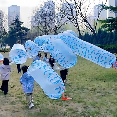 春日捕风口袋风筝diy材料超大长条塑料袋筝幼儿园春游活动道具