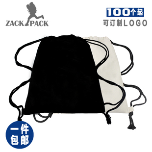 帆布束口袋定制订做LOGO双肩包学生运动棉布拉抽绳布袋小背包印字