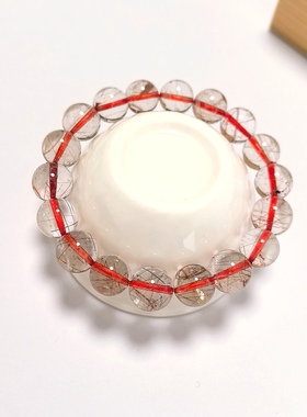 S594# 天然巴西红铜发晶单圈手链12mm