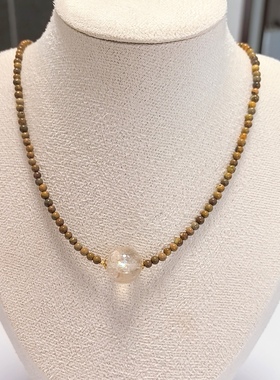 D1402# 天然阿塞斯特莱彩虹银发晶吊坠锁骨链13.3mm 绿松石配链