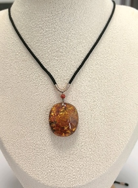 D147# 天然蜜蜡花珀方牌吊坠24*21.8*10mm 重4.17克