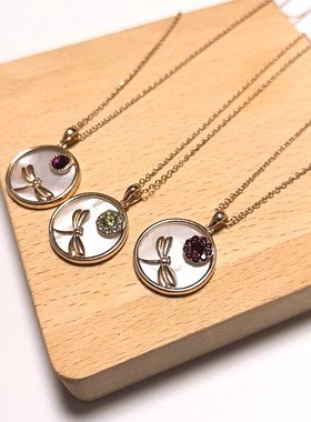 m159# S925通体纯银白贝紫牙乌石榴石 橄榄石吊坠 多款可选