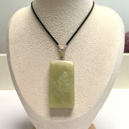 D1179# 天然和田玉黄口料佛公吊坠50.3*26.3*9.8mm 重34.65克