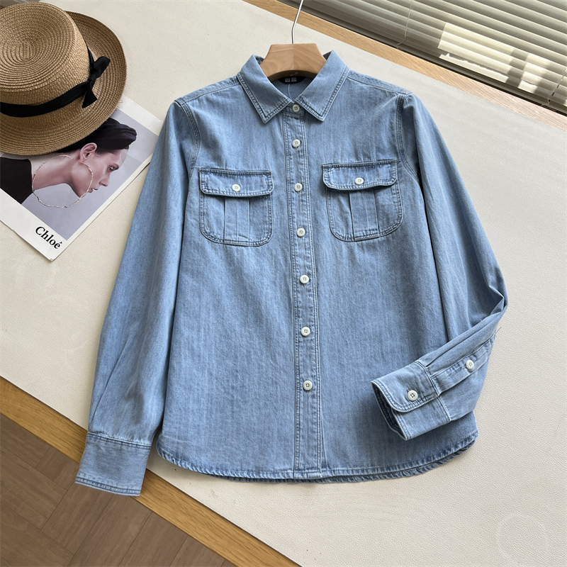 时尚工装翻领宽松显瘦长袖衬衣