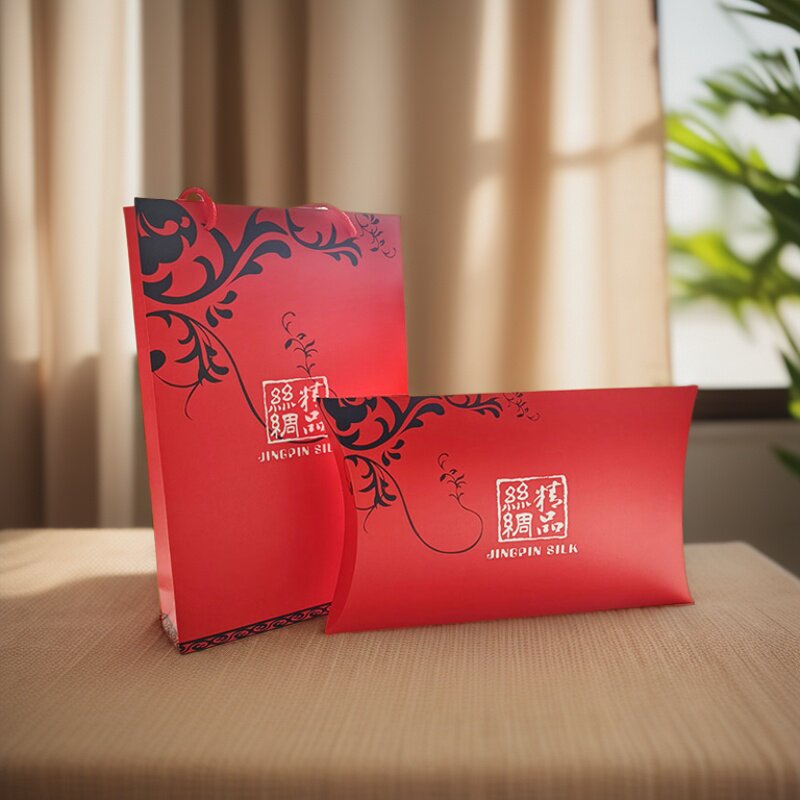 红色丝绸手提袋礼盒礼品袋礼品盒包装袋包装盒两件套