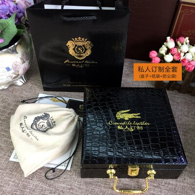 鳄鱼纹正方形私人订制皮带盒现货