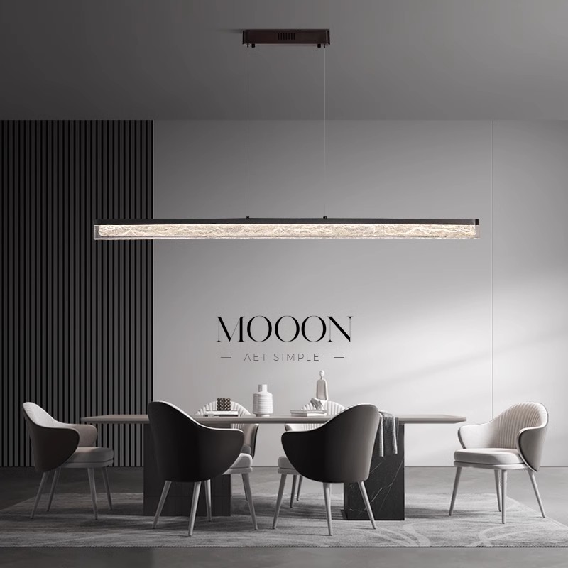 简约现代设计师饭厅吧台长条灯意式极简餐厅吊灯全铜岛台一字主灯