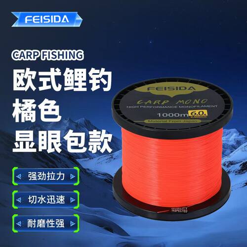 FEISIDA 欧鲤钓鱼线 进口原丝尼龙线 1000米超强拉力远投海杆主线