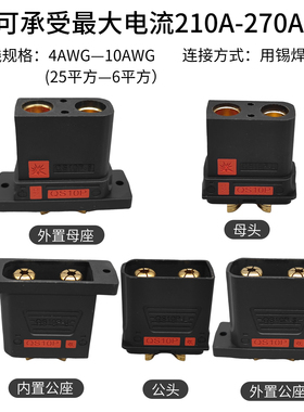 QS10P 210A500V大电流防打火插头锂电池新能源植保机发电机逆变器