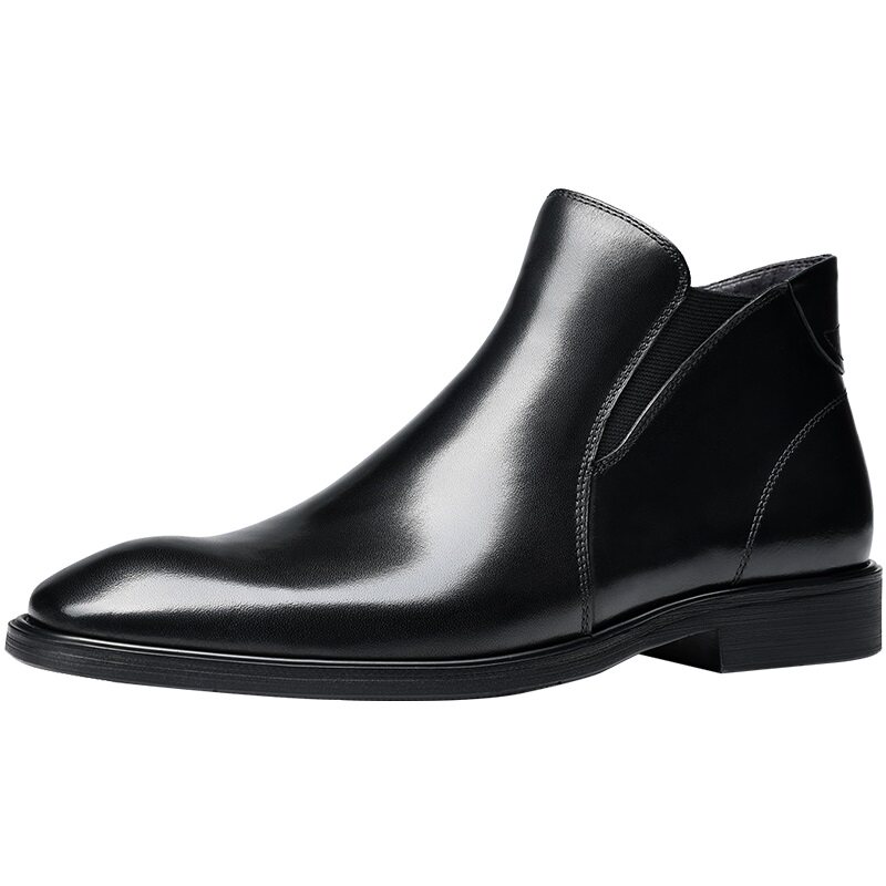 CHELSEA BOOTS MENS LEATHER WINTER HIGH-TOP SHOES ZIPPER FLEECE BUSINESS BOOTS BRITISH MENS MARTIN LEATHER BOOTS