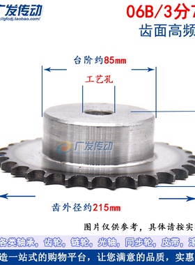 链轮 3分（06B70T） 齿台轮 适用3分链条 节距9.525 06B链轮
