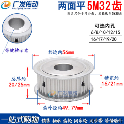 两面平同步皮带轮5m32齿槽宽21