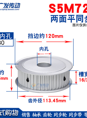 S5M两面平同步轮S5M72齿72T 同步轮 槽宽16/21/27 AF型同步皮带轮