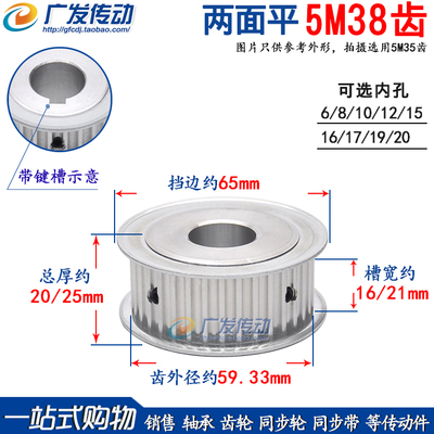 两面平5m38齿同步皮带轮可选