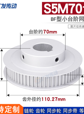 S5M同步轮 S5M70齿S5M70T 槽宽21 BF型小台阶/凸台阶同步轮皮带轮