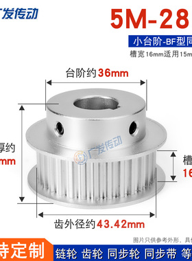 同步轮 5M28齿T 凸台阶同步皮带轮 槽宽16 BF型K型精加工成品内孔