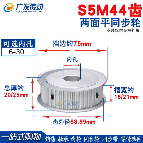 S5M同步轮AF型44齿槽宽16/21/27