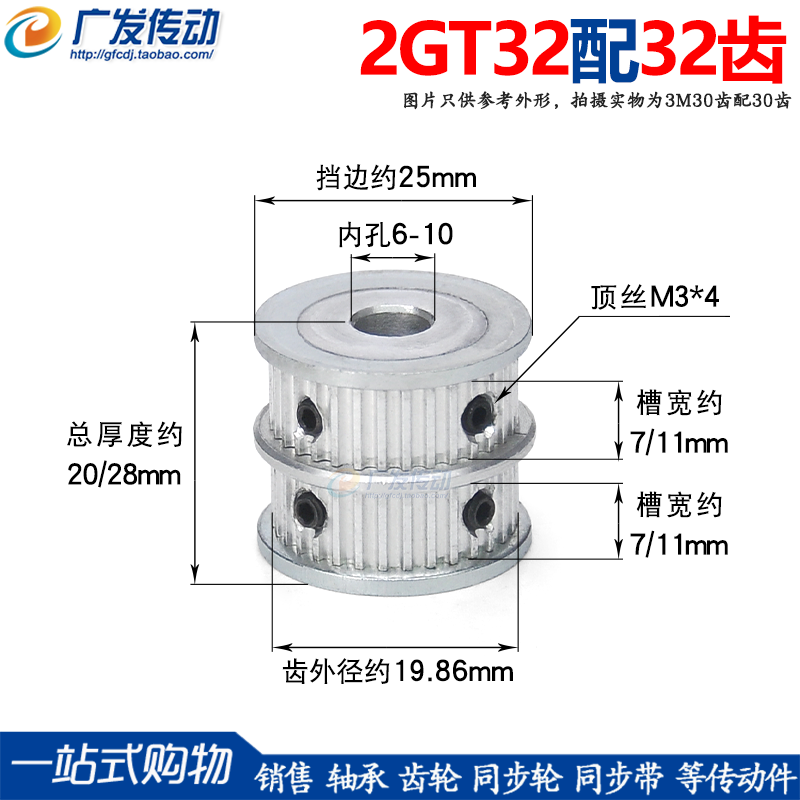 同步轮GT2M32双联并列两排组合