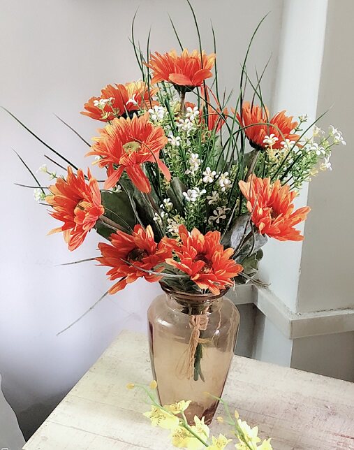 普罗旺斯油画仿真邹菊太阳菊花大花束插瓶花材婚礼拍摄手捧花道具