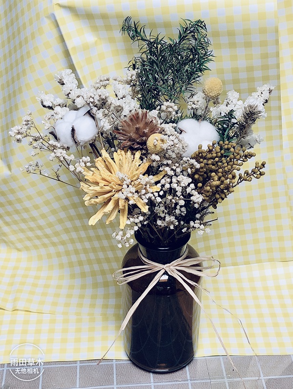 缤纷复古乡村干花束小黄金球进口