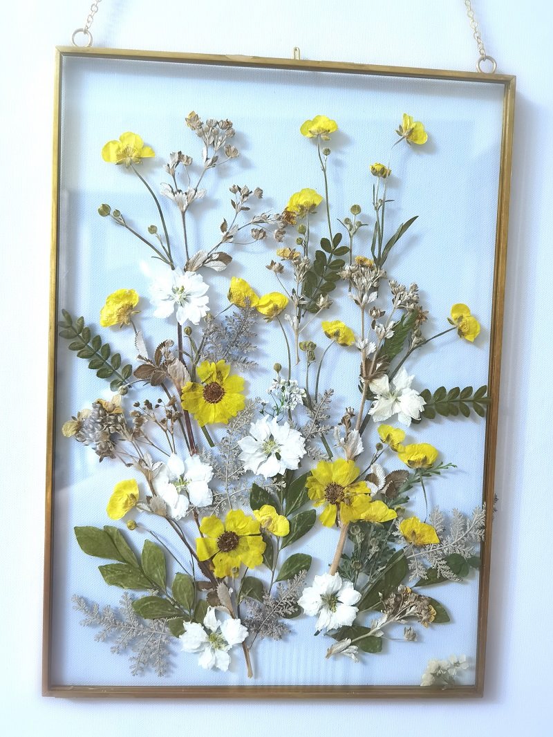 乡村手作干花压花轻奢金边相框押花花艺摆件礼物壁挂装饰画