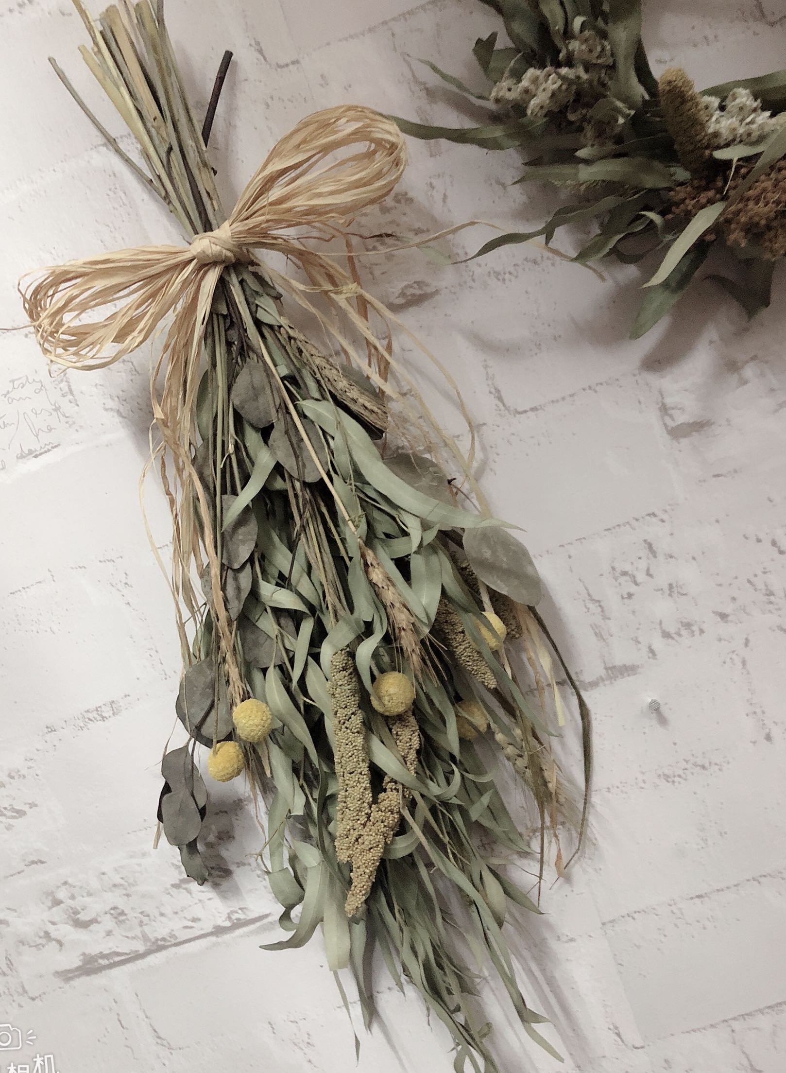 森系复古影楼拍摄背景干花装饰墙挂花环花束软装咖啡店服饰店壁饰
