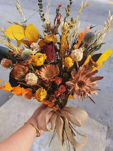 秋色泰迪向日葵玫瑰家居干花摆件客厅花卉永生花真花软装花艺花束