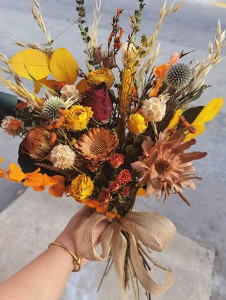秋色泰迪向日葵玫瑰家居干花摆件客厅花卉永生花真花软装花艺花束