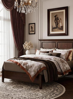 无床尾纯实木床美式风格小户型双人床卧室家具1.5m简约1.8米大床