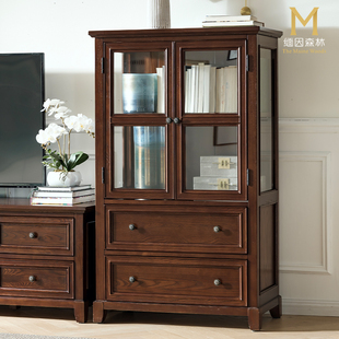 班哥电视柜矮边柜 白蜡木 全实木酒柜储物柜客厅边柜书柜美式