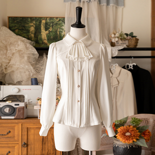 【小庄园】森林衣橱原创春CLA复古典优雅J收腰衬衣可拆卸口水巾