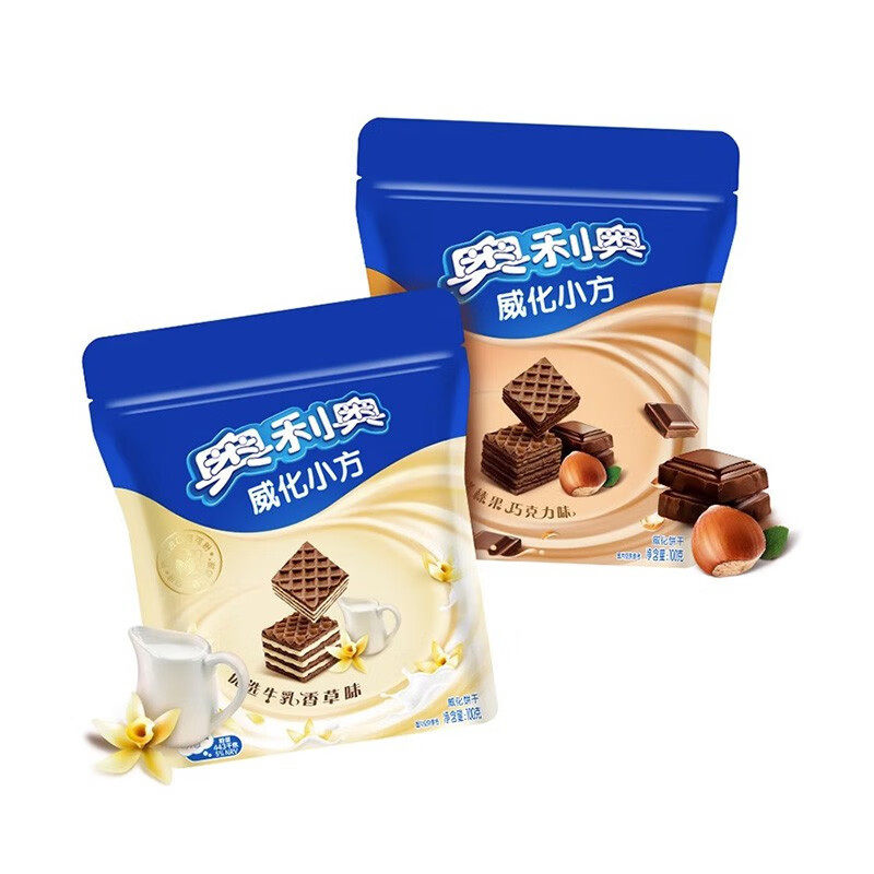 奥利奥威化小方夹心巧克力威化饼干100g休闲食品零食小吃