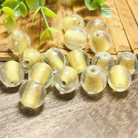 纯手工老琉璃金箔圆珠12mm古风饰品配件复古手串项链散珠璎珞步摇