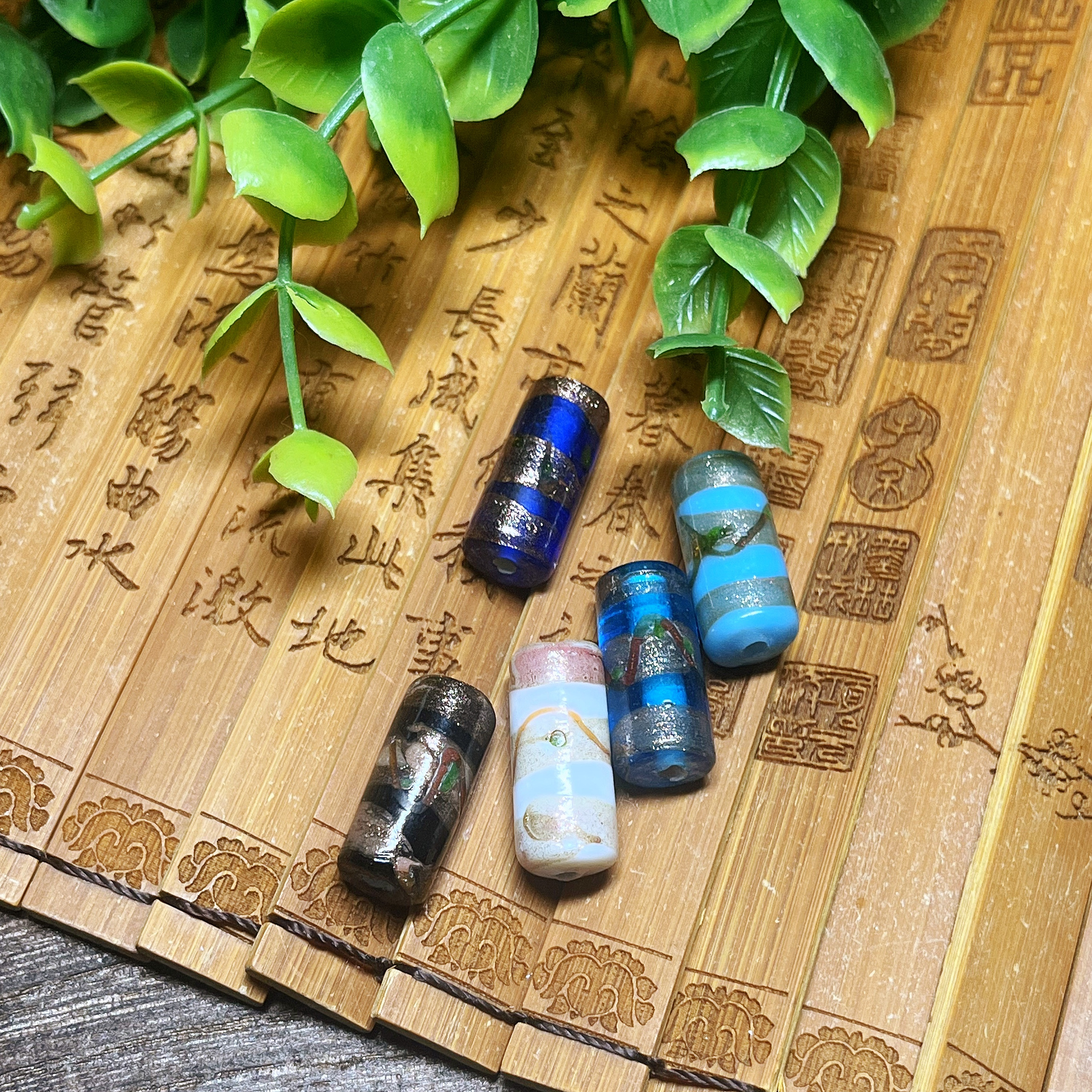 孤品尼泊尔老琉璃金沙圆珠手工饰品配件散珠复古金沙珠子彩绘DIY