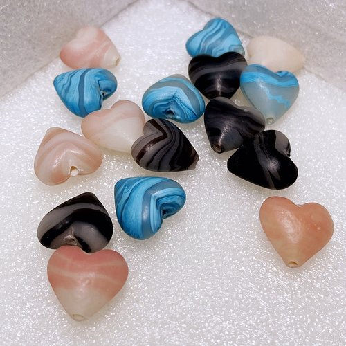 复古磨砂爱心琉璃散珠18mm