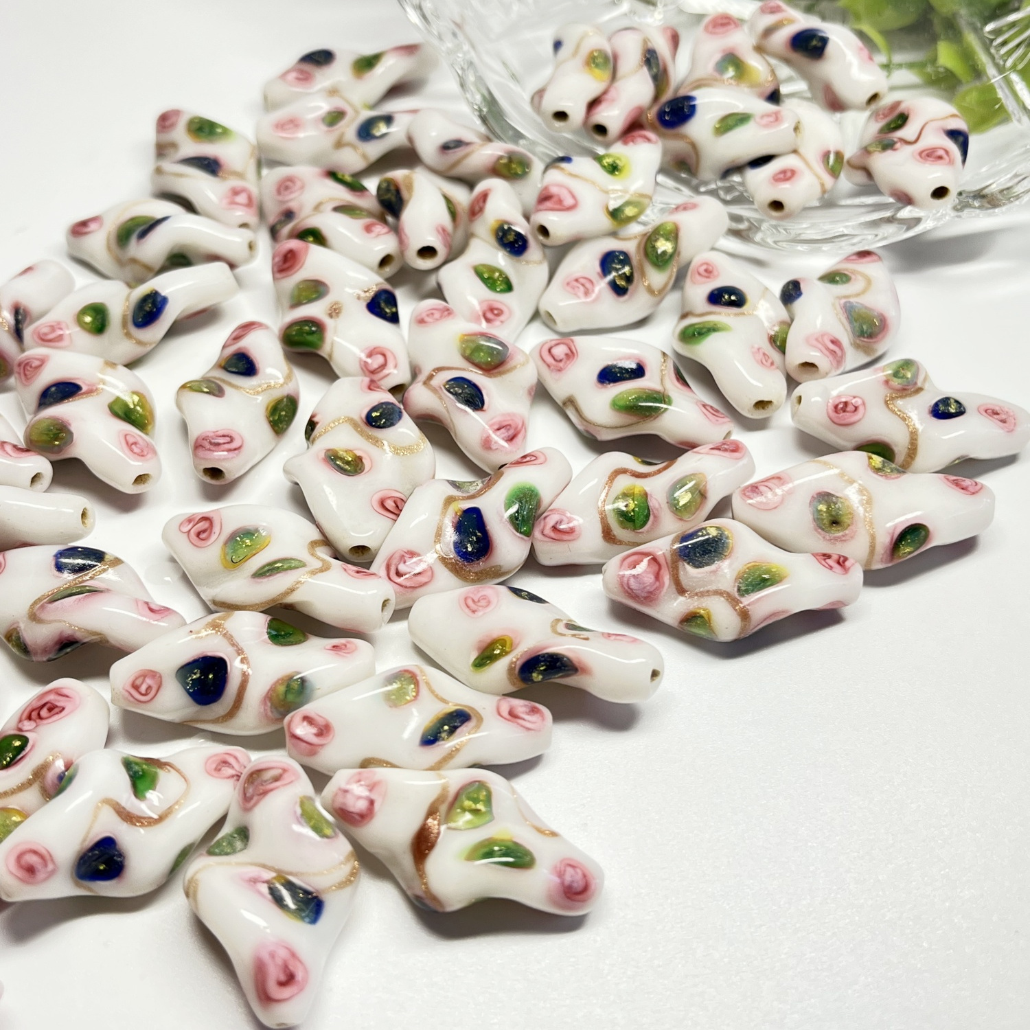 尼泊尔琉璃纽珠扁珠复古波点