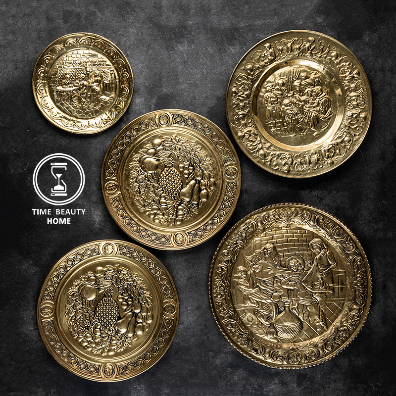 8.27 H组 欧式古董复古VINTAGE 黄铜英国挂盘 装饰家饰软装INS