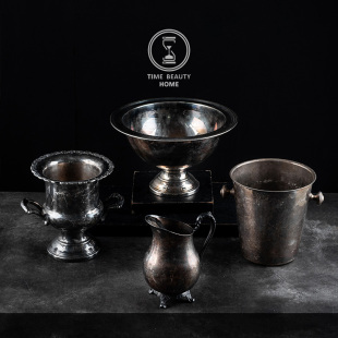 镀银香槟展示碗 欧式 古董复古VINTAGE 碗器 冰桶 精 5.22 F组