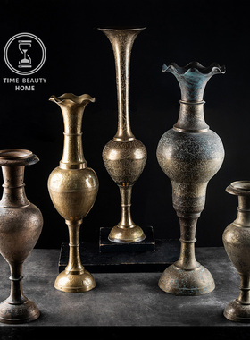 9.12 精 U组 欧美旧物vintage 黄铜花瓶 大型尺寸 中古INS软装